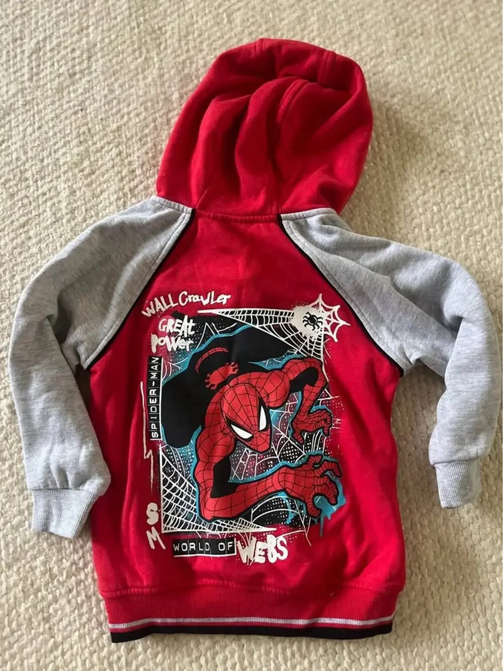 Marvel Spiderman Boys 6 Small Zip Up Hoodie Sweatshirt Jacket Red Graphic Retro